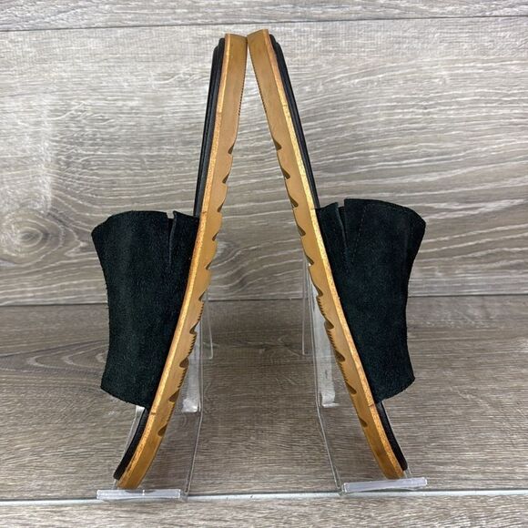 Sorel Ella II Block Women’s Sz 8 Black Leather Slip On Open Toe Slide Sandals - Picture 9 of 11